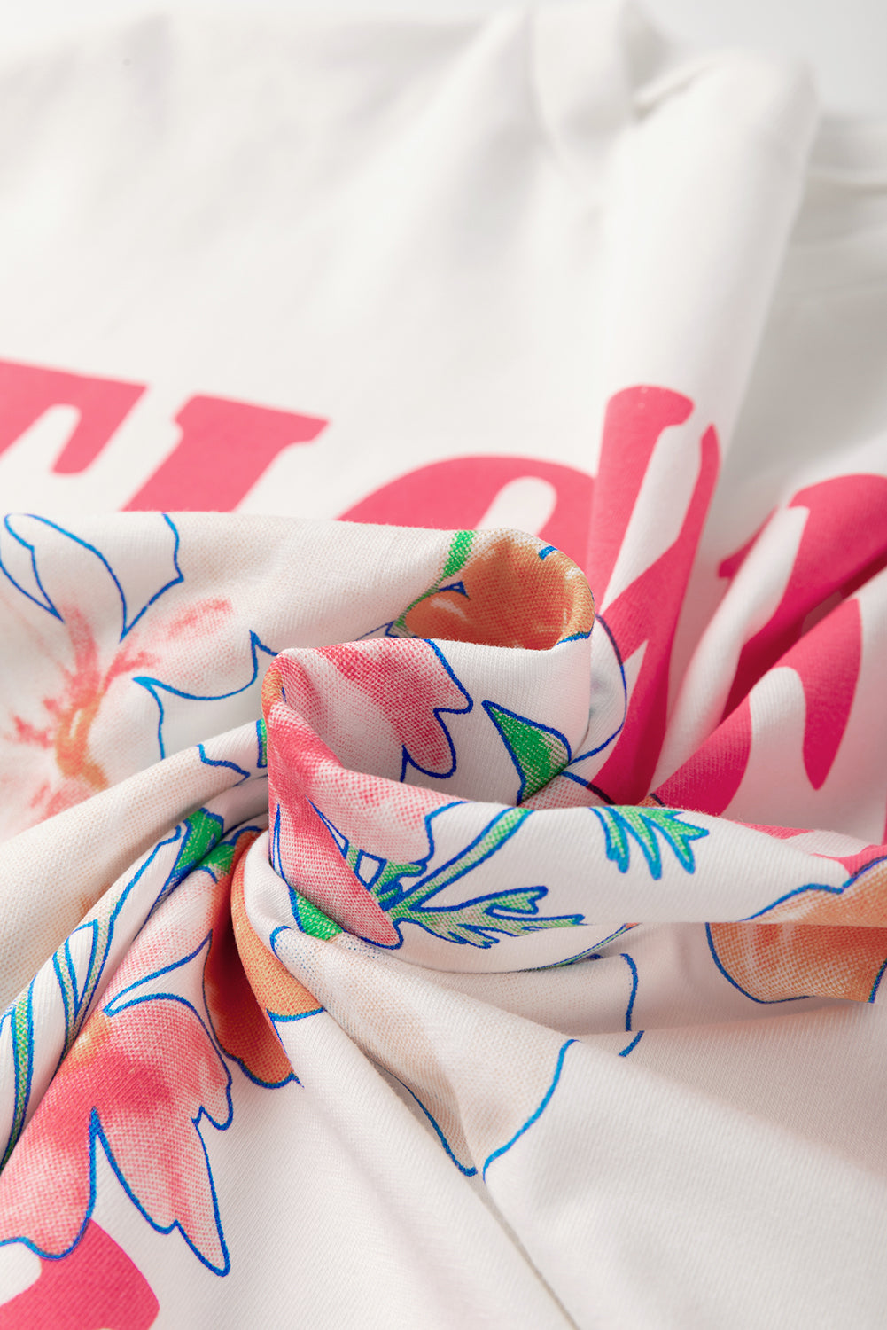 White FLOWER MARKET Letter Graphic T Shirt